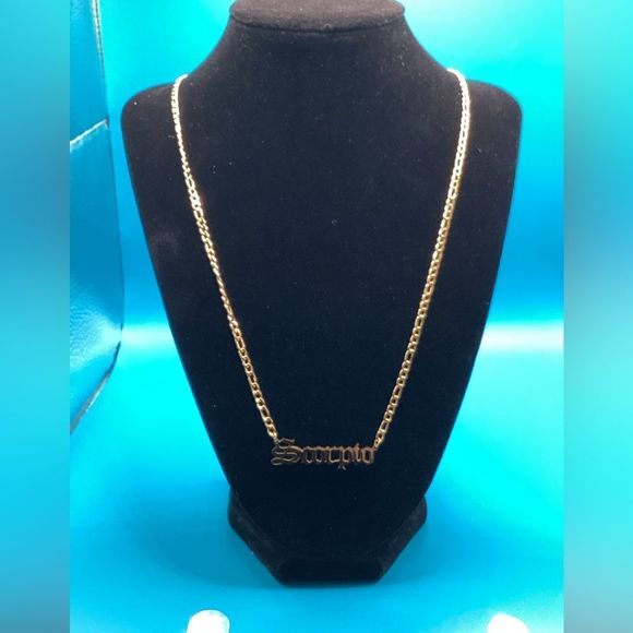 ⭐️Scorpio nameplate 14k Gold plated Figaro necklace ⭐️ - Picture 10 of 14